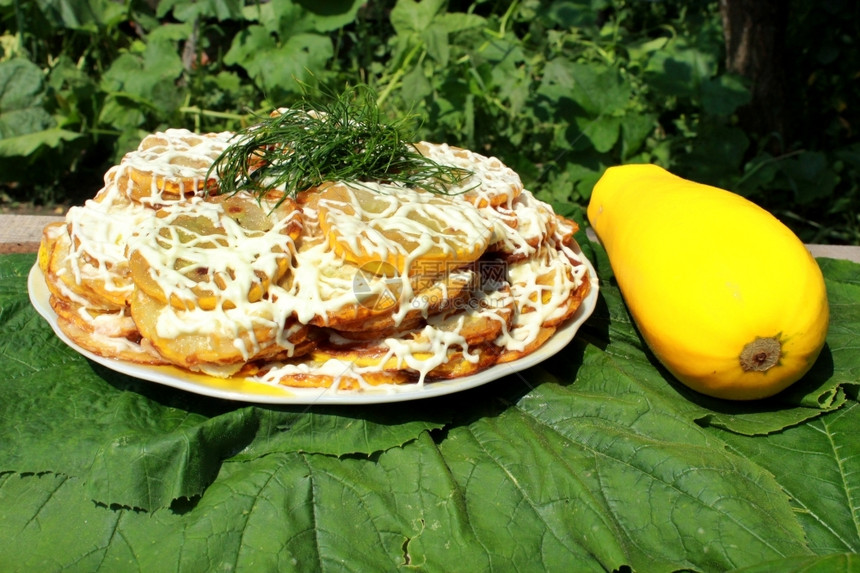 水果炸炒菜的鱼肉酱里新鲜油炸面粉夏天陶器图片