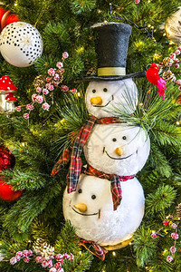 圣诞树雪人装饰背景图片