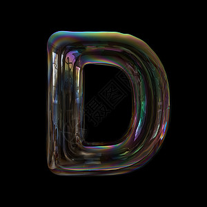 黑色的泡字母D在黑色背景上隔绝的大框3d透明字体此母表对与水童年脆弱有关但不仅限于水有关的创意插图来说是完美的气泡质地背景图片