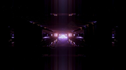 底跃插图氖3D摘要说明对称隧道用活跃的紫光照亮黑暗中的3D隧道在黑暗中照亮的2D隧道黑暗的设计图片