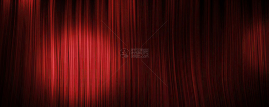 经典的丝绸红色幕背景有聚光灯织物图片