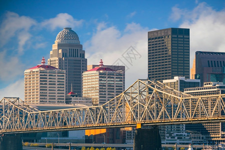 建造水德比美国肯塔基州路易斯维尔市中心的天线景象背景图片
