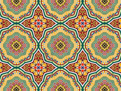 阿拉伯语风格的抽象几何模式图案多彩族裔装饰阿美斯克风格马赛星打印图片