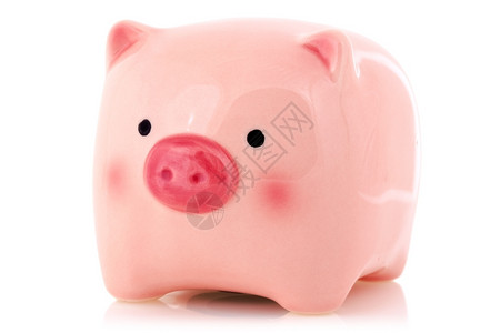 银行业粉红小猪对白色背景进行反省经理清楚的图片