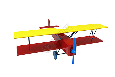 白色背景的飞机多彩木玩具3D铸造航空旅行蓝色的图片