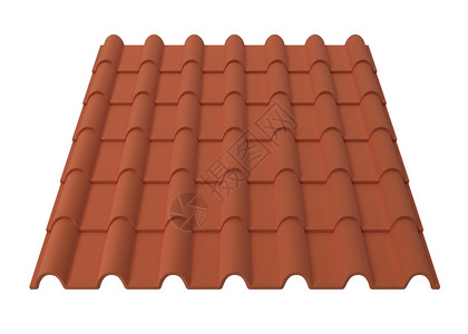 屋顶瓦片白色背景上孤立的屋顶牌砖3d插图家瓷砖橙设计图片