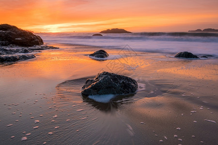 海洋地标美国旧金山日落时分马歇尔海滩加利福尼亚图片