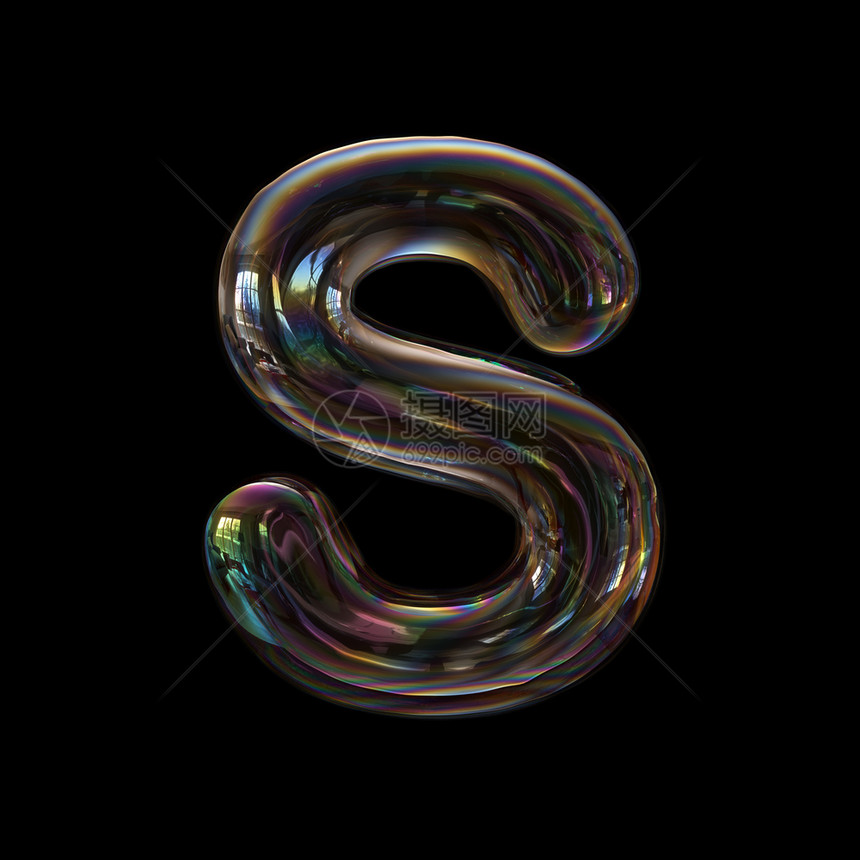 泡字母S资本3d透明字体以黑色背景隔离此字母表最适合与水童年脆弱有关但不仅限于水有关的创意插图特点电灯泡形象的图片