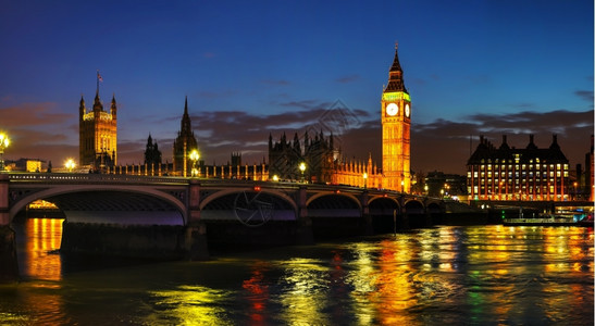 与时钟塔和议会大厦一起对伦敦的全景概览述河泰晤士图片