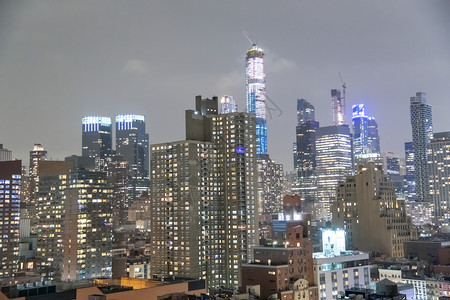都会曼哈顿夜天线高的摩大楼美国人城市景观图片