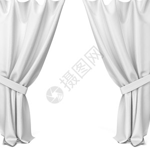 内部的娱乐材料白色背景上孤立的经典窗帘3D插图图片