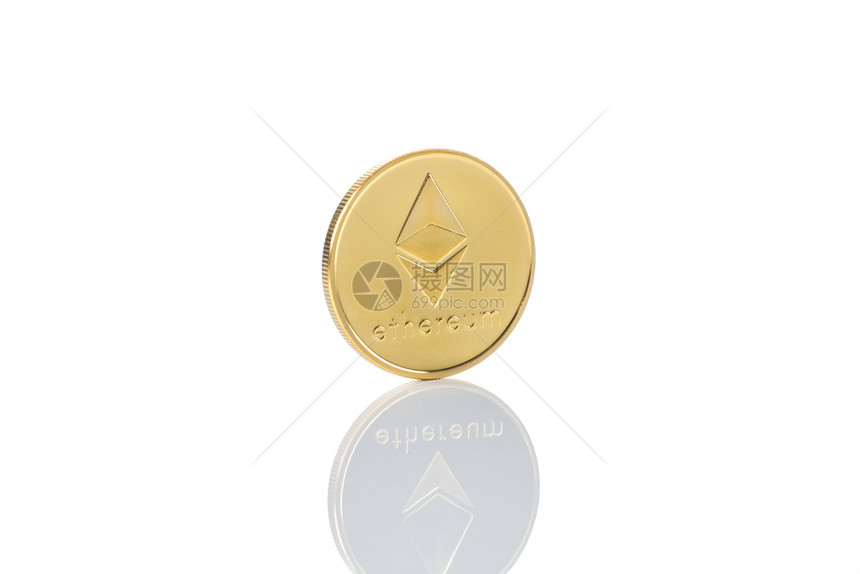 白色背景上孤立的优雅经典硬币金的互联网支付图片