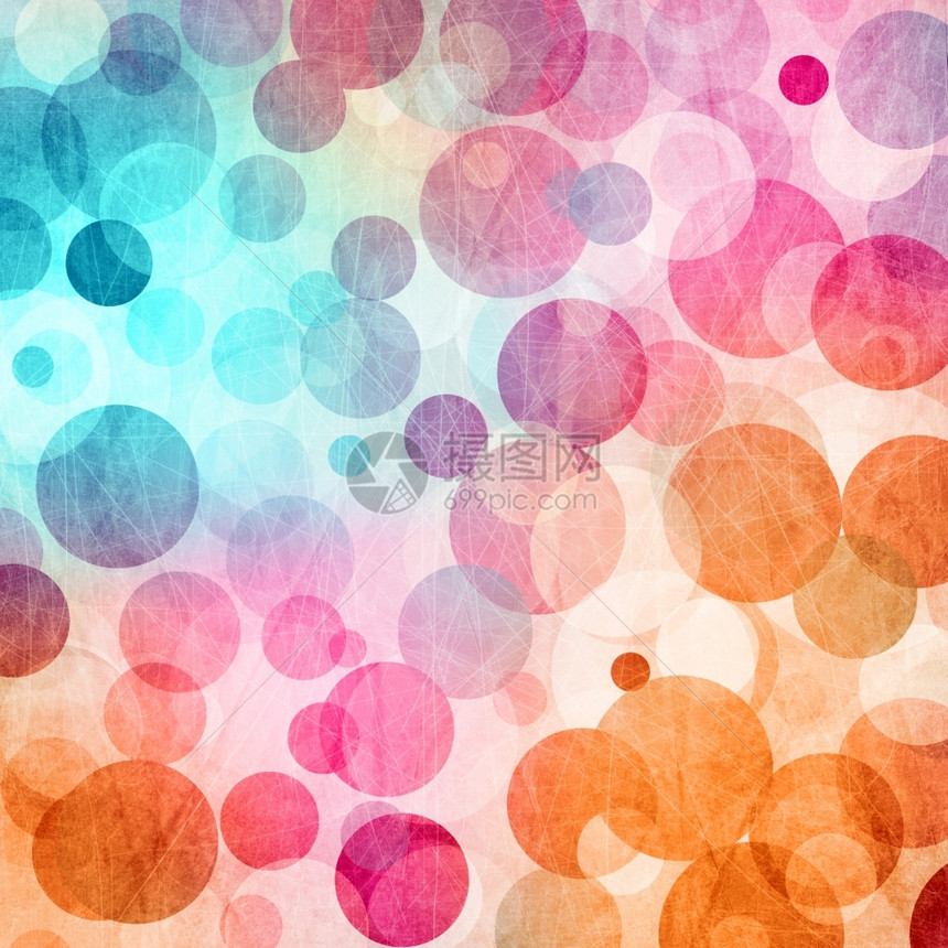 模糊蓝色的圆圈浅粉红橙抽象圆环背景图片