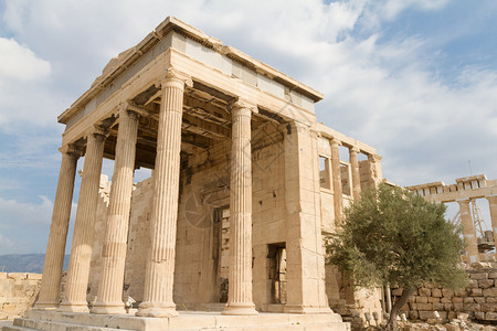 建筑学希腊雅典大都会的寺庙和橄榄树希腊古典文明图片