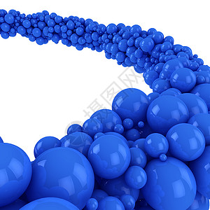 使成为白色背景上许多蓝球的流动拱白背景图片