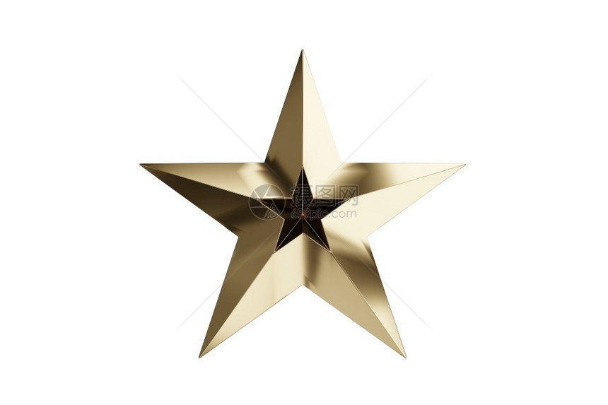 庆典象征杯白色背景上孤立的光滑金色恒星图标3D图片