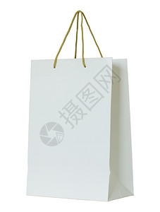 白纸袋用有剪切路径的白色隔开可重复使用的载体礼物图片