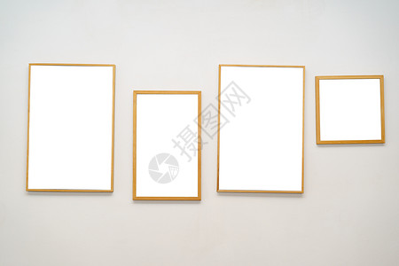 横幅纸白墙上空的假冒木画框装饰风格图片
