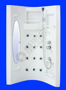 镜子漩涡以蓝色隔开的淋浴塑料圆形面板新的图片