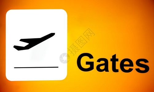 反恐复制机场标志指向盖茨地区黑色的图片