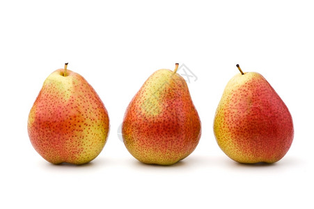 小吃有机的水果三颗梨子排成一行孤立无间白底的三颗梨子图片