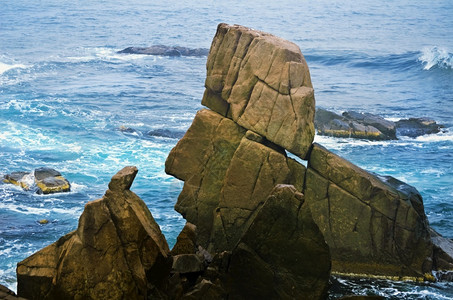 海洋自然岸保加利亚黑岩石索佐波尔背景图片