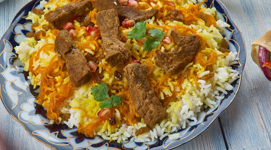 牛肉卡布里瑞雅尼阿富汗人Pulao阿富汗人Uisine中亚传统菜类图片