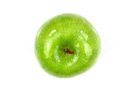 营养丰富在白色背景上隔开的闪亮新鲜绿苹果顶端景色农业水果图片