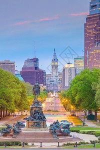 美国宾夕法尼亚州费城市中心天线风景金融的城镇城市的高清图片素材