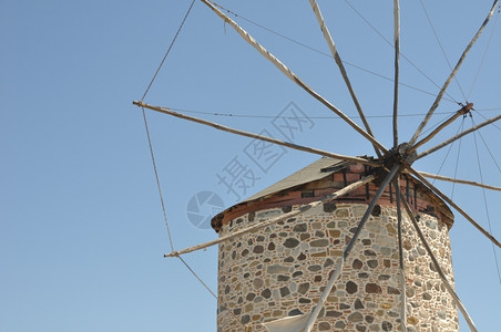 建筑学希腊AntimahiaKos的令人愉快风车农村反叛图片
