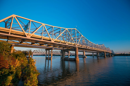 俄亥州生活美国肯塔基州路易斯维尔的铁旧桥建造背景图片