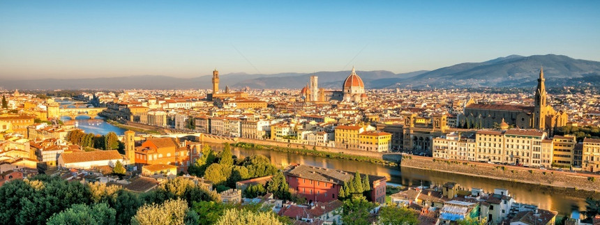 德尔从意大利最高视图的佛罗伦萨天际视图线图片