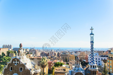 现代主义巴塞罗那西班牙的旅游景点览公园天空高迪图片