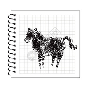 细工强的记事本纸上涂鸦马的插图跳高清图片