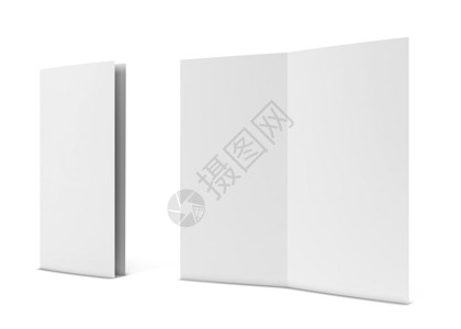 以白色背景孤立的三维插图双面小册子3d新的书卡片图片