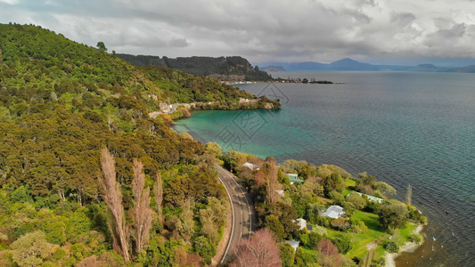 高架天空怀卡托新西兰陶波湖风景全新西兰空中景观图片
