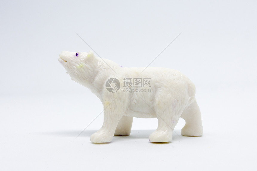 数字微笑乐趣在白色背景上孤立的北极熊模型动物玩具塑料制品图片