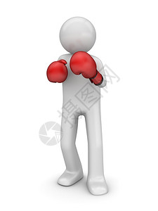 复制空间盒子在拳击3D孤立人物体育系列中进行辩护红色的图片