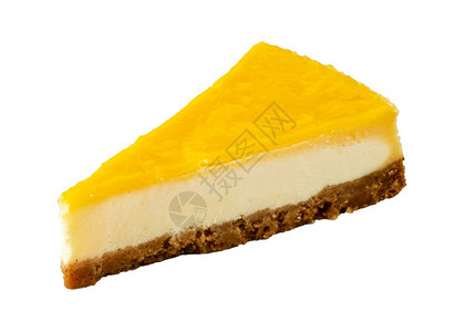美味的柠檬芝士蛋糕隔绝白底自制甜的美食图片
