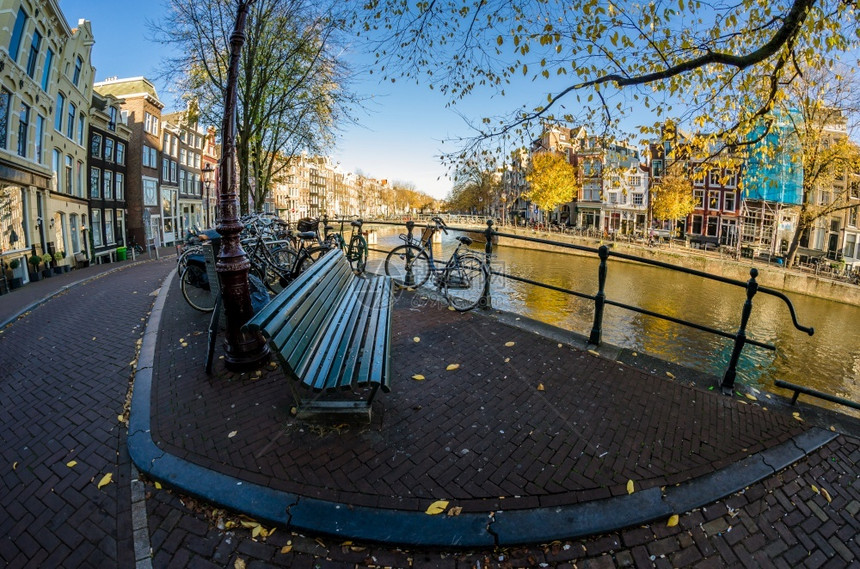 正面户外阿姆斯特丹城市地貌荷兰鱼眼观睛图片