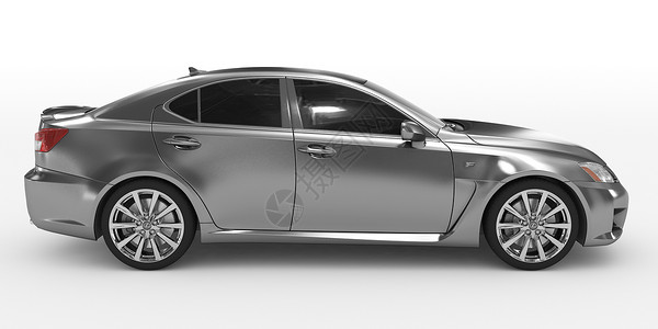 灰色车当代的驾驶目汽车隔离在白色金属上有玻璃右侧视图汽车隔离在白色金属上有玻璃3D渲染设计图片