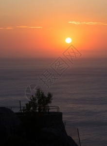 地平线7月从西班牙巴利阿里群岛马洛卡西海岸日落到地中7月场景夏天图片