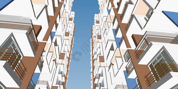 挑高公寓框架现代的3DD插图架构建设视角线现代城市建筑抽象背景设计建筑结构图解3d插摘要建筑背景13256白色的设计图片