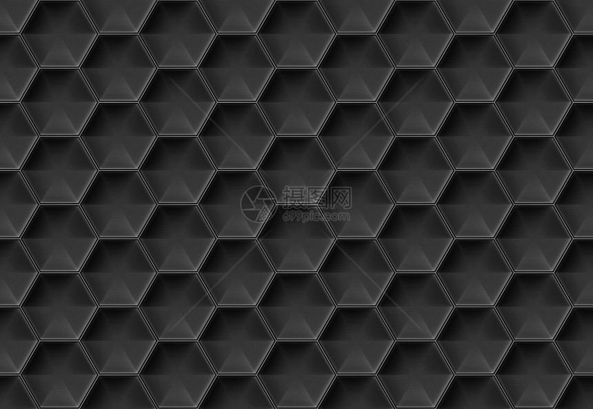 3d提供无缝现代黑暗六边形状图案瓷砖设计墙壁背景简单的蜂窝插图图片