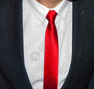 身穿商务服装红色丝绸领带和灰羊毛西装的行政人员面料衬衫裙子图片
