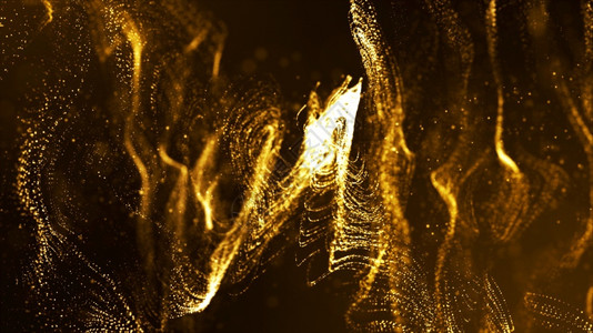 数字的抽象金色粒子波流技术背景概念网络空间图片