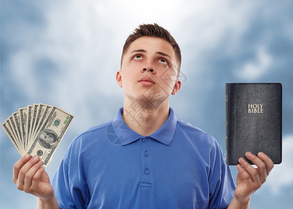 美元神圣年轻人向上帝求援选择神与钱之间图片