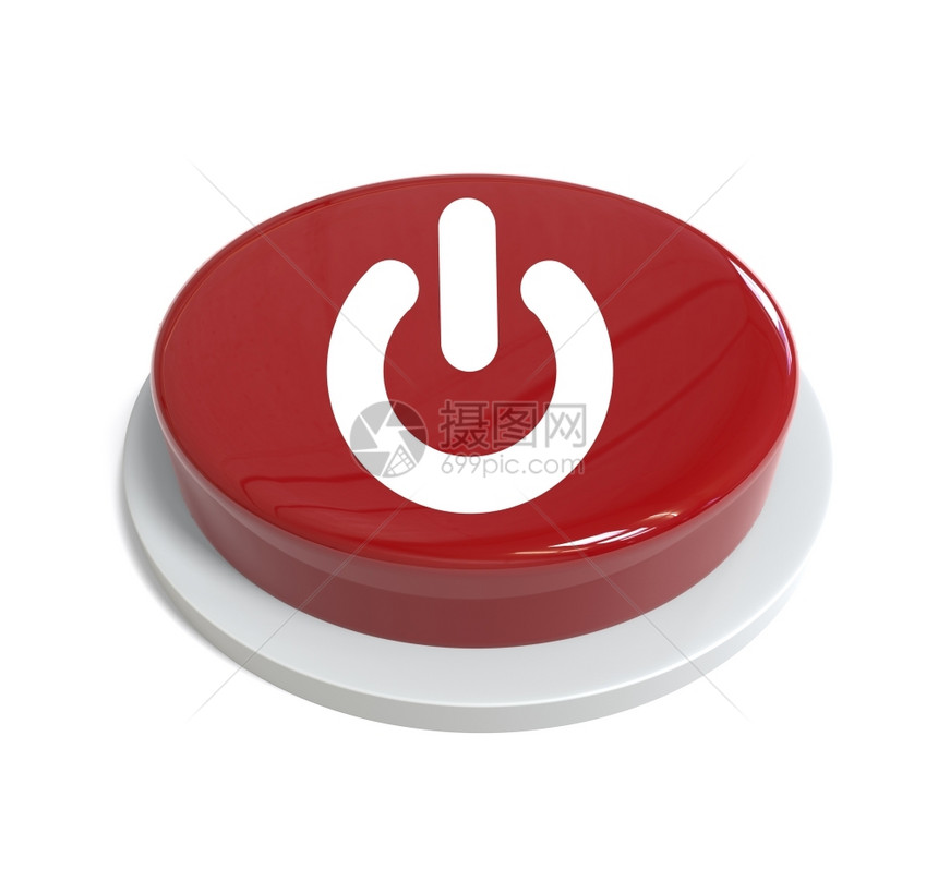 抽象的3d显示红色按钮上面写有电标以白色背景隔离的一种图片