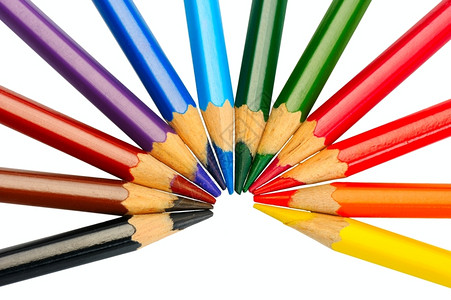 一组彩色铅笔头背景图片