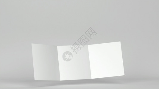 文档折叠灰色背景的空白平方传单模拟3d插图新的图片